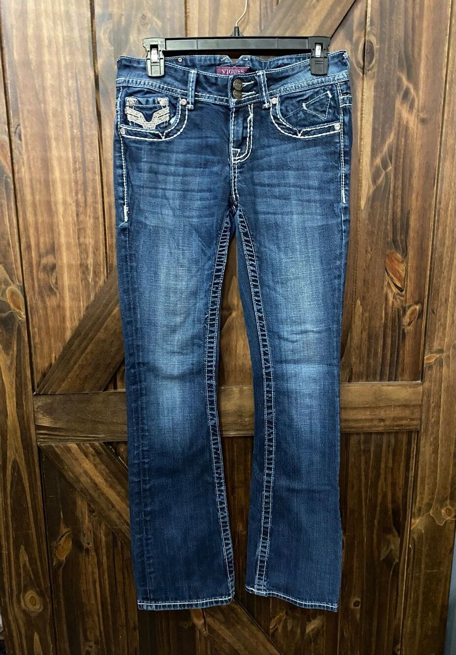 Vigoss Womens Juniors Bootcut Rhinestone Jeans Sz 3